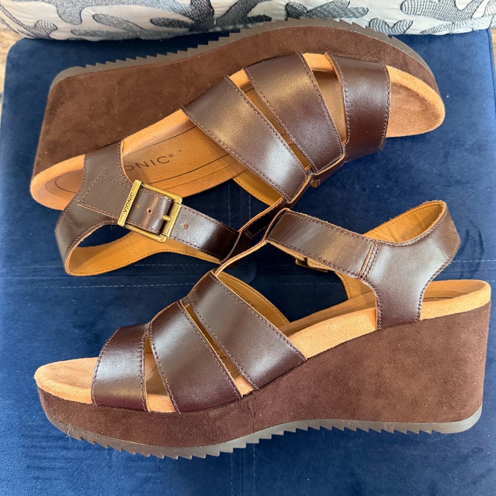 Vionic Dark Brown Wedge Sandals - Picture 4 of 7